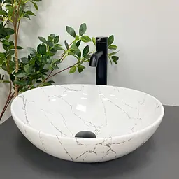 Умивальник VBI Parma white stone glossy накладний VBI-011017, Мармур - мініатюра 3