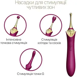 Вагінально-кліторальний вібратор Zalo Bess Velvet Purple мультифункціональний з насадками - мініатюра 4
