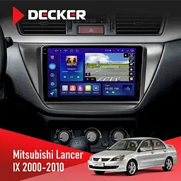 Штатна магнітола Mitsubishi Lancer 9 2000-2010 Black Decker D9-005 4x64, DSP, 360, 4G, 2k Decker (НФ-00006732)