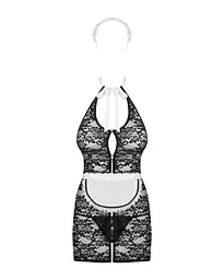 Еротичний костюм покоївки Obsessive Servgirl costume S/M, халат, стрінги, фартух, обруч - мініатюра 3