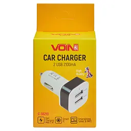 Автомобільний зарядний пристрій VOIN 10,5W, 2USB 12/24V - 5V 2,1A (C-36210) - мініатюра 4