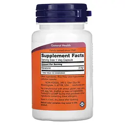 NOW Мелатонін, Melatonin 3 мг - 60 капсул - мініатюра 2