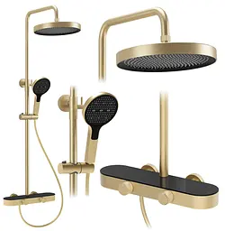 Душова система з виливом Rea Creo brushed gold REA-P0361