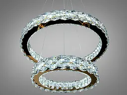 Підвісна LED люстра Diasha 7895/600+400S-gold з кришталем, золото, 54 W, з пультом, освітлення 10-18 м2 - мініатюра 3