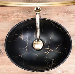 Умивальник Rea Sofia накладний gold marble black REA-U8012, Золотий - мініатюра 5
