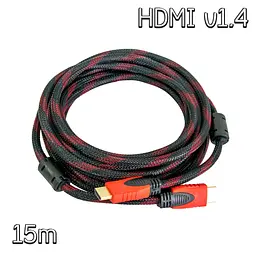 Кабель HDMI-HDMI V1.4 15 м, подовжувач відеосигналу, нейлонова оплітка - миниатюра 2
