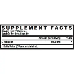 Амінокислота Nutrex Research L-Arginine 1000 120 капсулл - мініатюра 2