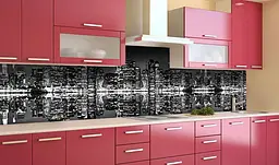 Вініловий кухонний фартух Місто Відображення наклейка для кухні нічне світло Сірий 60х250 см Happy Pocket Z181587 - мініатюра 2