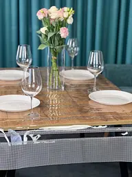 Скатертина силіконова з білою перлинною стрічкою подвійною 290х150 см - мініатюра 10