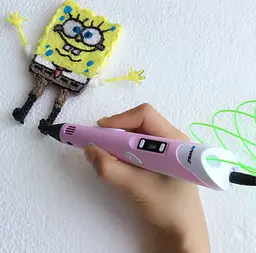 3D Ручка для дітей в Україні + трафарети + 100 м еко-пластика (20 різних кольорів) + пластик, що світиться в темряві з LCD Жовта - мініатюра 7