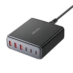 Зарядний пристрій Essager 3xUSB-C + 3xUSB-A 85W GaN black (EZC85W-SXB0G-Z) - мініатюра 3