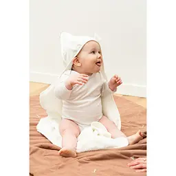 Рушник дитячий Childhome Terry Teddy 80x80 см з капюшоном білий (CCBCJMTB) - мініатюра 7