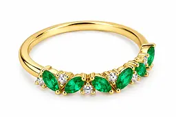 Жіноча каблучка Jewellery Continent із зеленими фіанітами з жовтого золота 14 (К-0932) - мініатюра 3