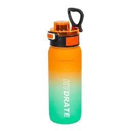 Пляшка для води 2501-SPOrange-Turquoise з поильником та кнопкою, 800 мл
