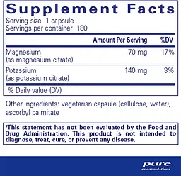 Калій і Магній (цитрат) Pure Encapsulations Potassium Magnesium (citrate) 180 капсул - мініатюра 2