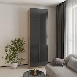 Шафа 2-дверна з антресоллю MebelStar Оскар Gloss BL-B, стандарт 80x52x260 см Дуб тахо/Чорний (MBS-5353)