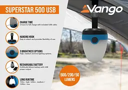 Ліхтар кемпінговий Vango Superstar 500 Recharge USB River Blue (ACSLANTRN3KSW69) - мініатюра 7