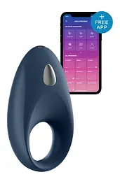 Ерекційне смарт-кільце з вібрацією Satisfyer Mighty One, 9х2.8 см (синій)