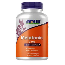 Натуральна добавка NOW Melatonin 3 mg, 180 жувальних таблеток