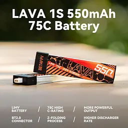 Акумулятор BetaFPV Lava 1S 550 mAh 75C 3.8V LiHV LiPo BT2.0 FPV для Cetus X, Cetus Pro, Meteor (18767) - мініатюра 4