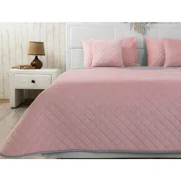 Покривало Руно двостороннє Velour Pink and Grey ромб 180х220 см рожево-сіре - мініатюра 3