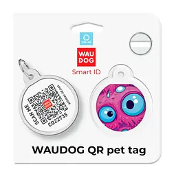Адресник для собак і котів Waudog Smart ID з QR паспортом Око монстра коло 30 мм - мініатюра 6