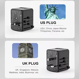 Універсальний адаптер Otravel для подорожей чорний 30W SL-207 - мініатюра 4