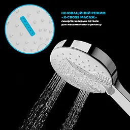 Водозберігаюча душова лійка DROP SPA3F-MULTI120WH "X-CROSS" із 3 SPA потоками - Економія 42% - мініатюра 4