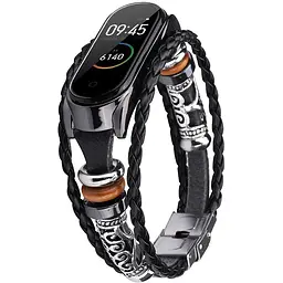 Ремінець вінтажний Carprie для фітнес-браслета Xiaomi Mi Band 5 і 6 Type A Black black