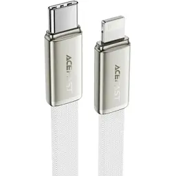 Дата кабель USB 2.0 AM to Lightning 1.2m 30W nylon white Acefast (6974316286240) - мініатюра 2