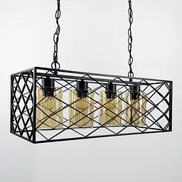 Підвісна люстра на 4 лампи в стилі Loft Line.F Колір плафона Графітовий - мініатюра 2