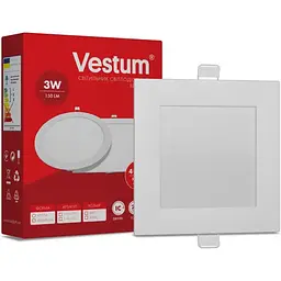 Квадратний світлодіодний врізний світильник Vestum 3W 4000K 220V 1-VS-5201
