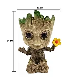 Горщик для квітів та канцелярії Грут Groot G8 Малюк з квіткою + підставка пень - мініатюра 10