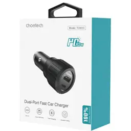 Зарядний пристрій Choetech car USB-A/USB-C 63W QC3.0/PD/PPS black (TC0010-BK) - мініатюра 3