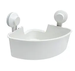 Кутова полиця для ванної IKEA з присосками, біла, пластик, 30×20×17 см