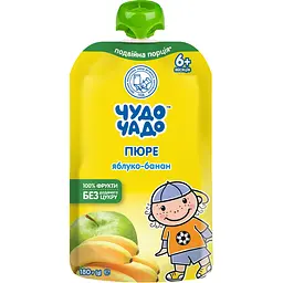 Упаковка пюре Чудо-чадо Яблуко-банан без цукру 2.7 кг (180 г х 15 шт.) - мініатюра 2