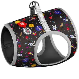 Шлея для собак м'яка Waudog Clothes з QR паспортом NASA, S2, 46-50х43-45 см
