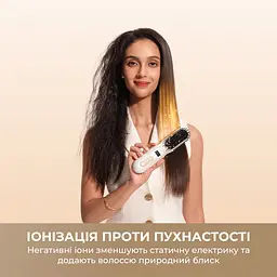 Бездротова щітка-випрямляч для волосся з іонізацією Dreame Silky White (AA02A-WH) - мініатюра 3