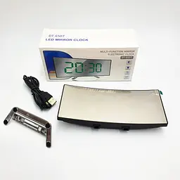 Дзеркальний електронний LED годинник настільний з вигнутим екраном від USB UKC DT-6507 чорний - мініатюра 15