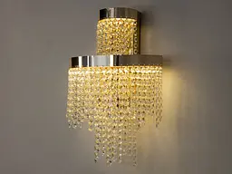 Настінний кришталевий світильник Diasha 376-BGD LED-модель у золотому кольорі, потужність 28 Вт, висота 45 см - мініатюра 2