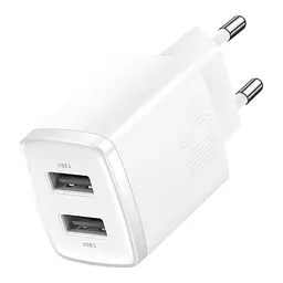 Зарядний пристрій Baseus Compact 2xUSB 10.5W 2.1A White (CCXJ010202) - мініатюра 2