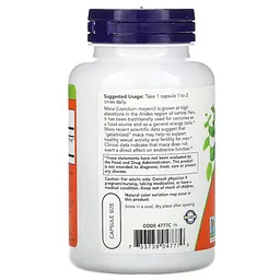 Натуральна добавка NOW Maca Raw 750 mg, 90 вегакапсул - мініатюра 3