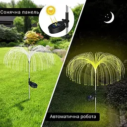 Світильник садовий від сонячної батареї 80см "Медуза" 9297 RGB декоративний ліхтар для саду 2 шт - мініатюра 6