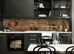 Вініловий кухонний фартух Happy Pocket Дерев'яна наклейка для кухні ПВХ під дерево Їжа Коричневий Z181632 - мініатюра 2