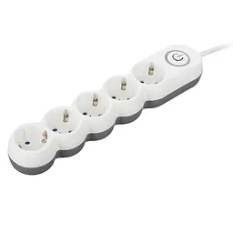 Подовжувач мережевий 5 розеток 3 метри 2E Plus Power Extension 5 Type F 3m 10A White-Grey - мініатюра 2