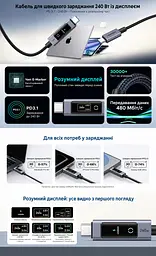 Кабель UGREEN L541 USB-C - USB-C PD 3.1 240 Вт з дисплеєм 2 м чорний (55816) - мініатюра 3