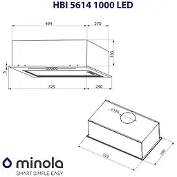 Витяжка Minola HBI 5614 BL 1000 LED - мініатюра 9