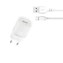 Мережевий зарядний пристрій XO L157(EU) QC3.0 18W Charging Charger with Micro cable (NB103) білий - мініатюра 5