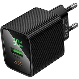 МЗП Hoco CS84A Excellent with digital display PD30W+QC3.0 (1USB-A/1C) Black - мініатюра 4