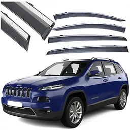 Дефлектори вікон вітровики Benke для Jeep Cherokee V 2013- Хром Молдинг Нержавіюча сталь 3D (BJPZG1423-W/S)